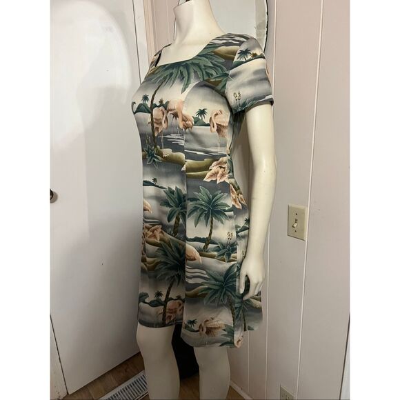 Vintage Tori Richard Pink Flamingo Hawaiian Print Short Dress S - Picture 3 of 10